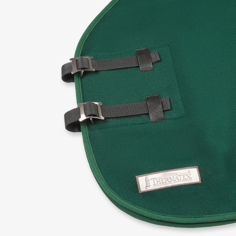 TKCS - Lightweight Rug_Bottle Green with dark green binding_TKCS-56-BOT_Detail - Front.webp