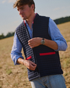 Unisex Gilet Navy & Red - portrait in field (GP1_9046).webp